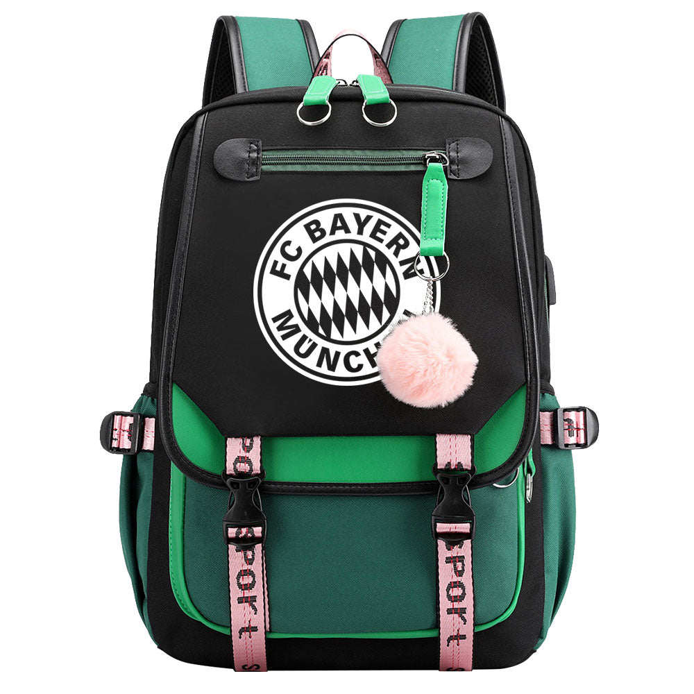 Bayern Munich Football Club Waterproof Backpack School Notebook Travel Bags USB Charging