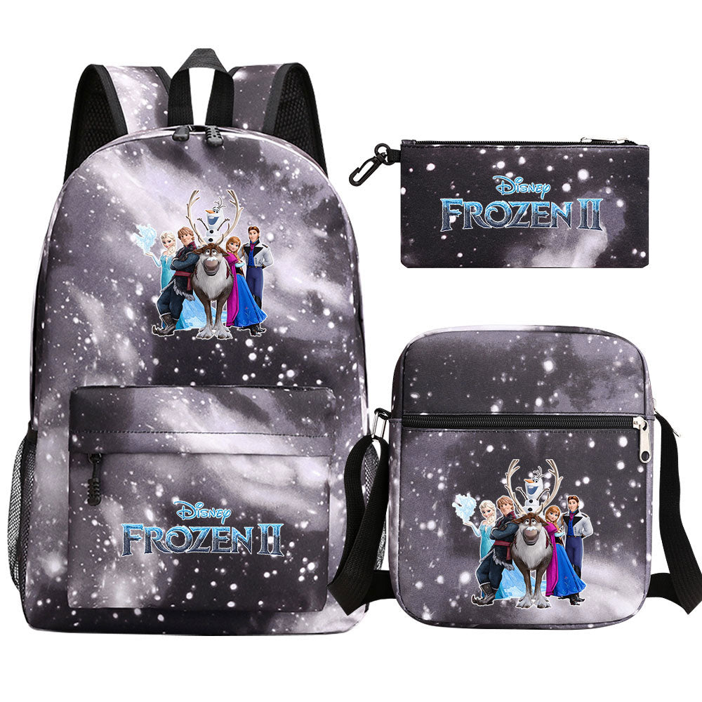 Frozen Elsa Anna Princess  Printed Schoolbag Backpack Shoulder Bag Pencil Bag 3pcs set for Kids Students