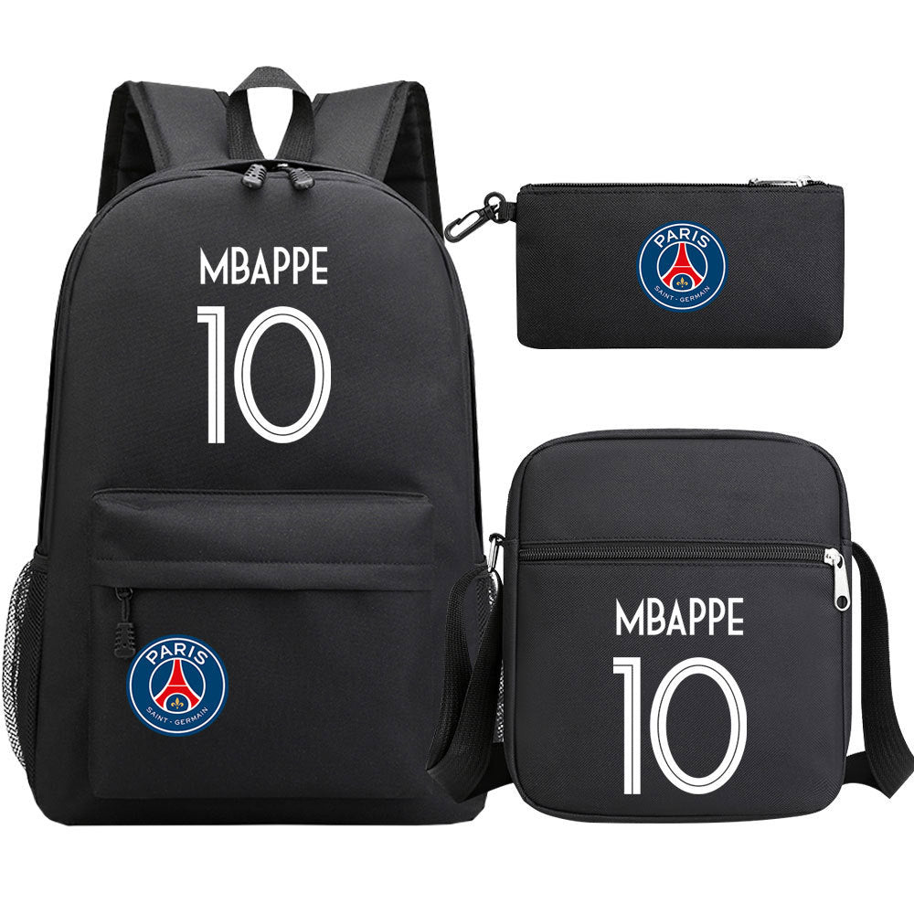 Football Paris Mbappe Schoolbag Backpack Shoulder Bag Pencil Bag Set Gift for Kids Students