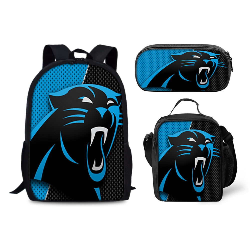 Carolina Panthers Football Team Backpack Schoolbag Lunch Bag Pencil Bag for Kids Students 3PCS