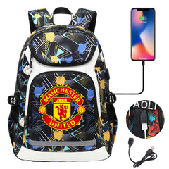 Manchester United Football Club USB Charging Backpack School Notebook Travel Bags