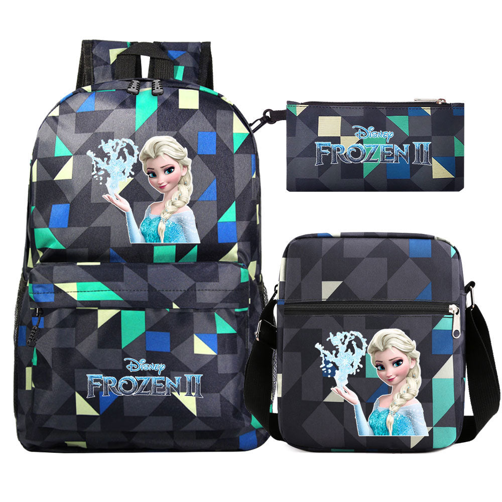 Frozen Elsa Anna Princess  Printed Schoolbag Backpack Shoulder Bag Pencil Bag 3pcs set for Kids Students