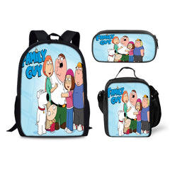 Family Guy Backpack Schoolbag Lunch Bag Pencil Bag for Kids Students 3PCS