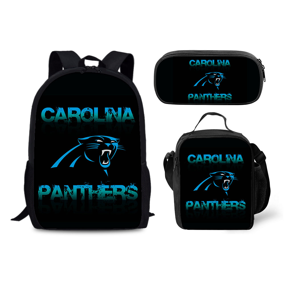 Carolina Panthers Football Team Backpack Schoolbag Lunch Bag Pencil Bag for Kids Students 3PCS