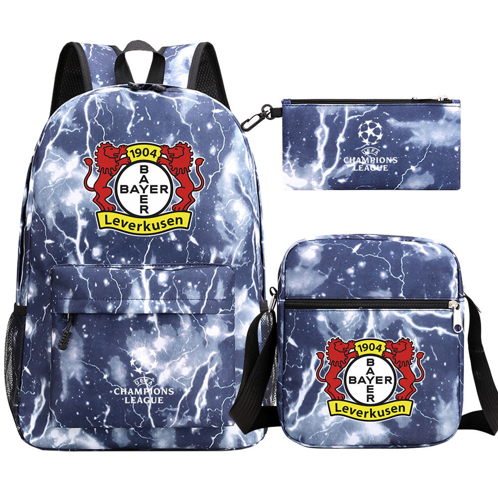 Bayer 04 Leverkusen Football Club Schoolbag Backpack Shoulder Bag Pencil Bag 3pcs set for Kids Students
