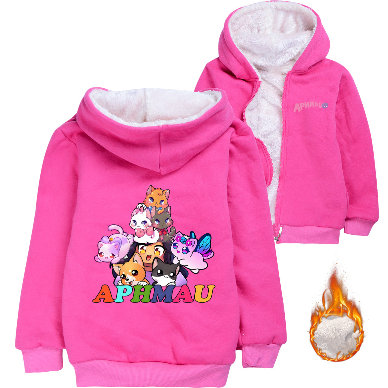 Aphmau Sherpa Lined Hoodie Fleece Sweatshirt Full Zip Hooded Jacket for Kids