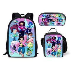 Steven Universe Backpack Schoolbag Lunch Bag Pencil Bag for Kids Students 3PCS