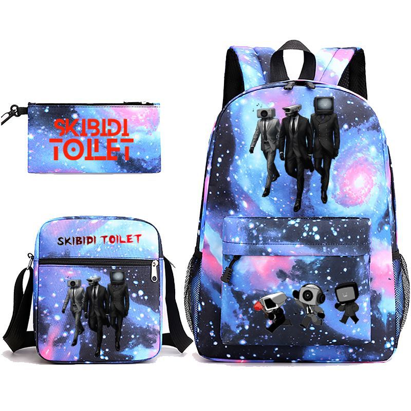 Game Skibidi Toilet Schoolbag Backpack Shoulder Bag Pencil Bag Set Gift for Kids Students