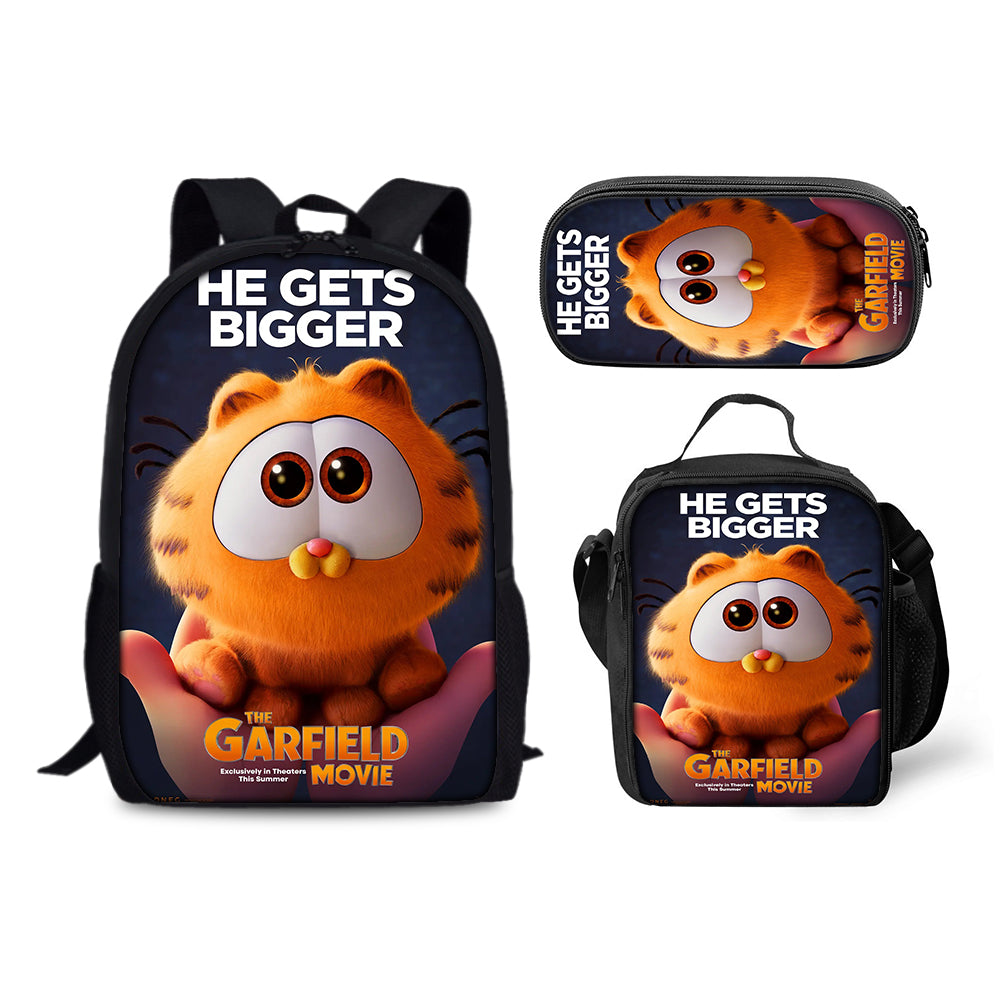 Garfield Backpack Schoolbag Lunch Bag Pencil Bag for Kids Students 3PCS