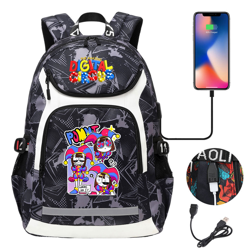 The Amazing Digital Circus USB Charging Backpack School Notebook Travel Bags