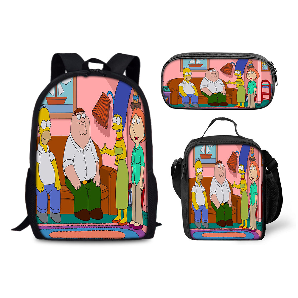 Family Guy Backpack Schoolbag Lunch Bag Pencil Bag for Kids Students 3PCS