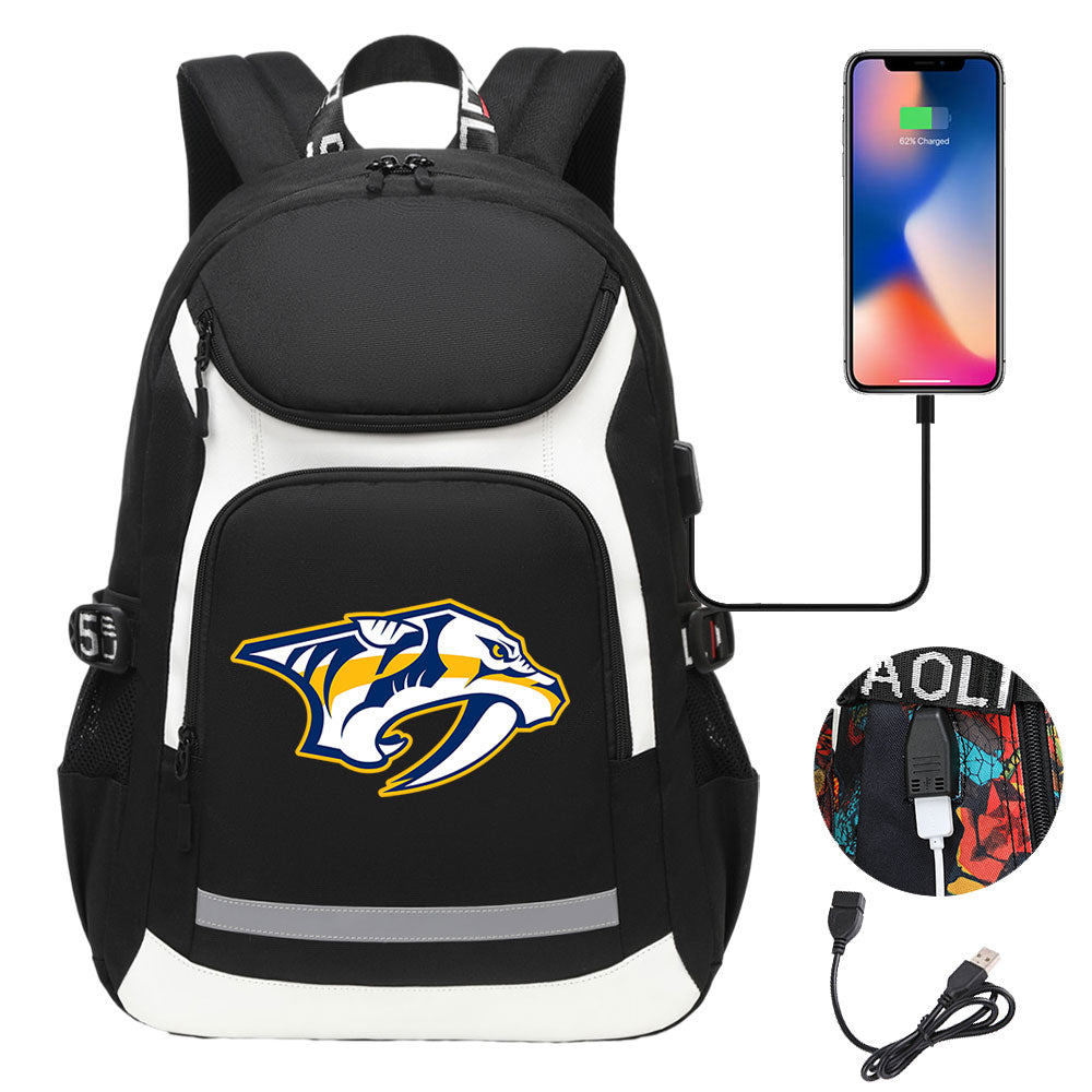 San Jose Sharks Nashville Predators Calgary Flames St. Louis Blues Minnesota wild USB Charging Backpack School Notebook Travel Bags