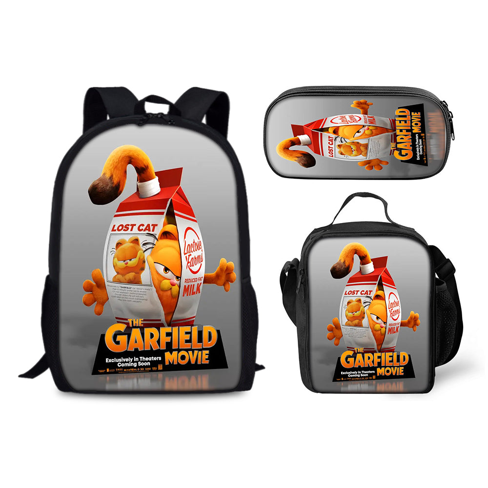 Garfield Backpack Schoolbag Lunch Bag Pencil Bag for Kids Students 3PCS