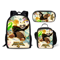 Kung Fu Panda Backpack Schoolbag Lunch Bag Pencil Bag for Kids Students 3PCS