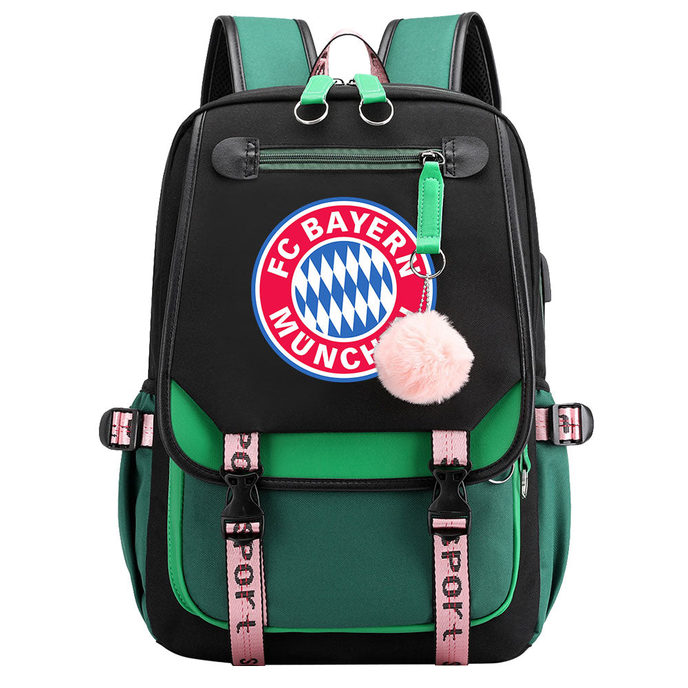 Bayern Munich Football Club Waterproof Backpack School Notebook Travel Bags USB Charging
