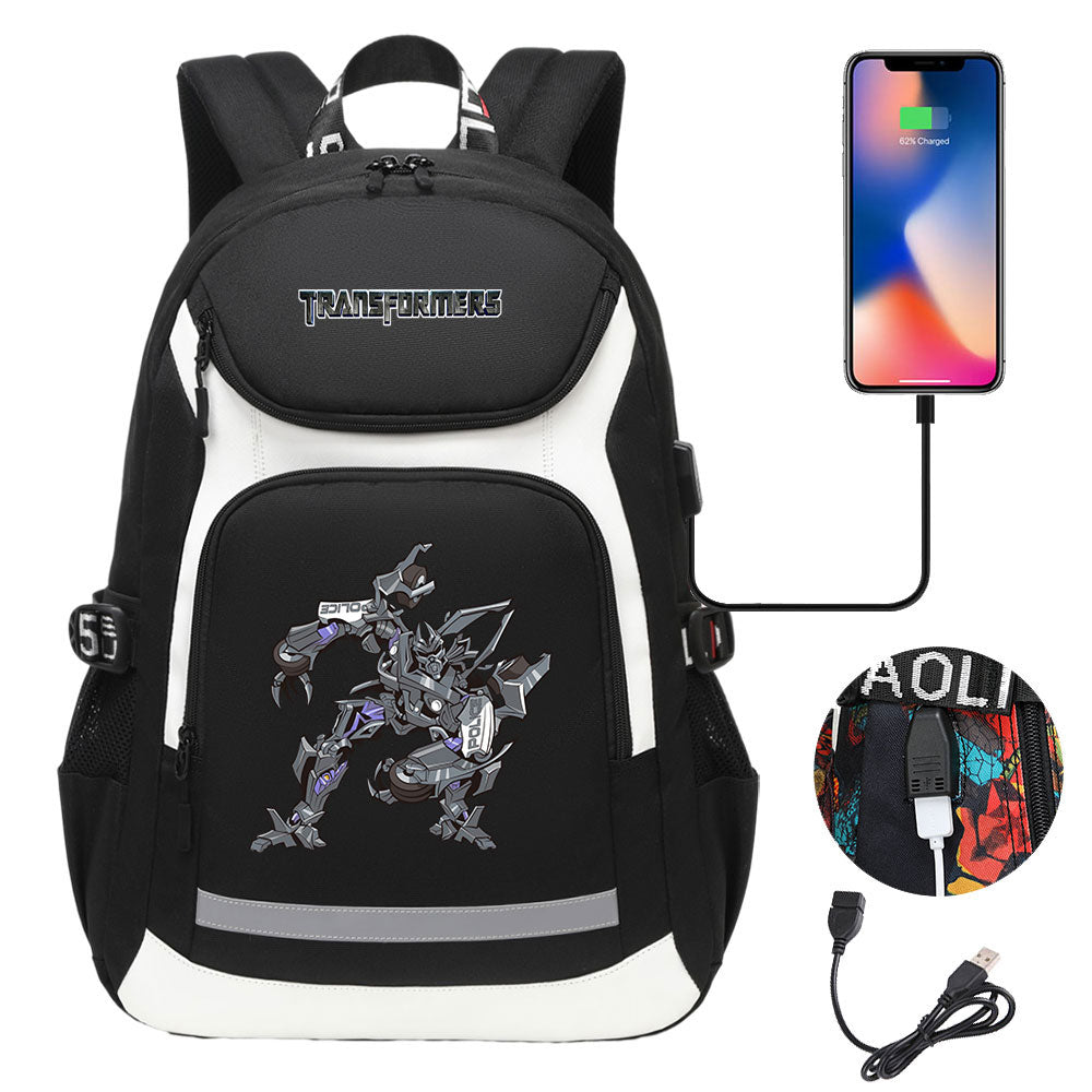 Transformers USB Charging Backpack School Notebook Travel Bags