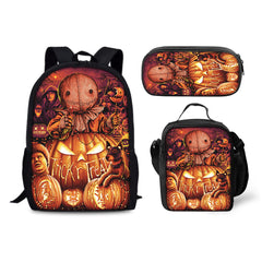 Nun Scary Movie Backpack Schoolbag Lunch Bag Pencil Bag for Kids Students 3PCS