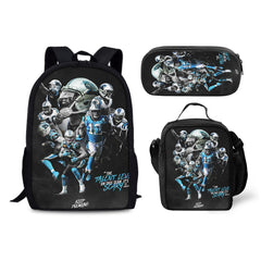 Carolina Panthers Football Team Backpack Schoolbag Lunch Bag Pencil Bag for Kids Students 3PCS