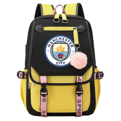Manchester City Football Club Waterproof Backpack School Notebook Travel Bags USB Charging
