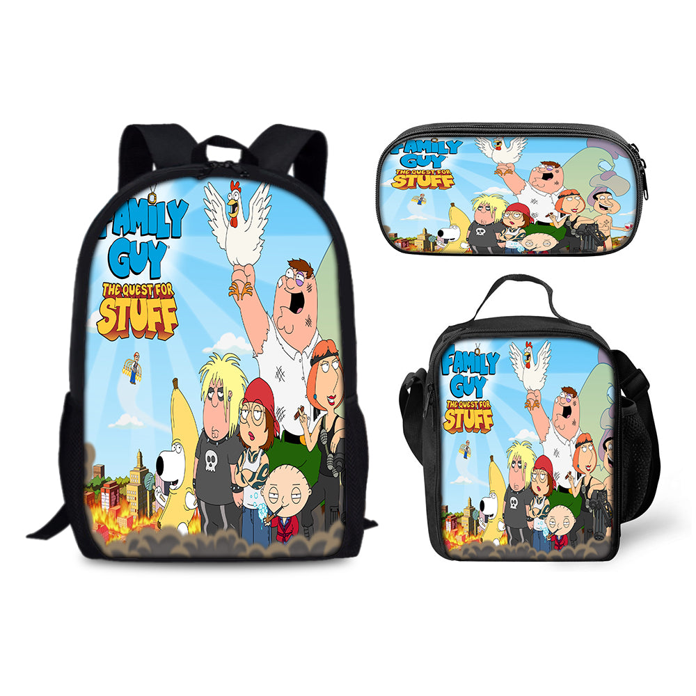 Family Guy Backpack Schoolbag Lunch Bag Pencil Bag for Kids Students 3PCS