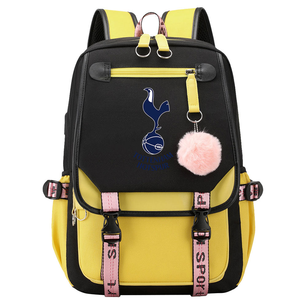 Tottenham Hotspur Football Club Waterproof Backpack School Notebook Travel Bags USB Charging