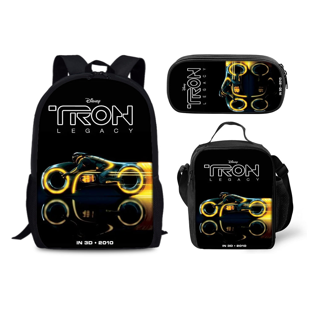 Tron Legacy Backpack Schoolbag Lunch Bag Pencil Bag for Kids Students 3PCS