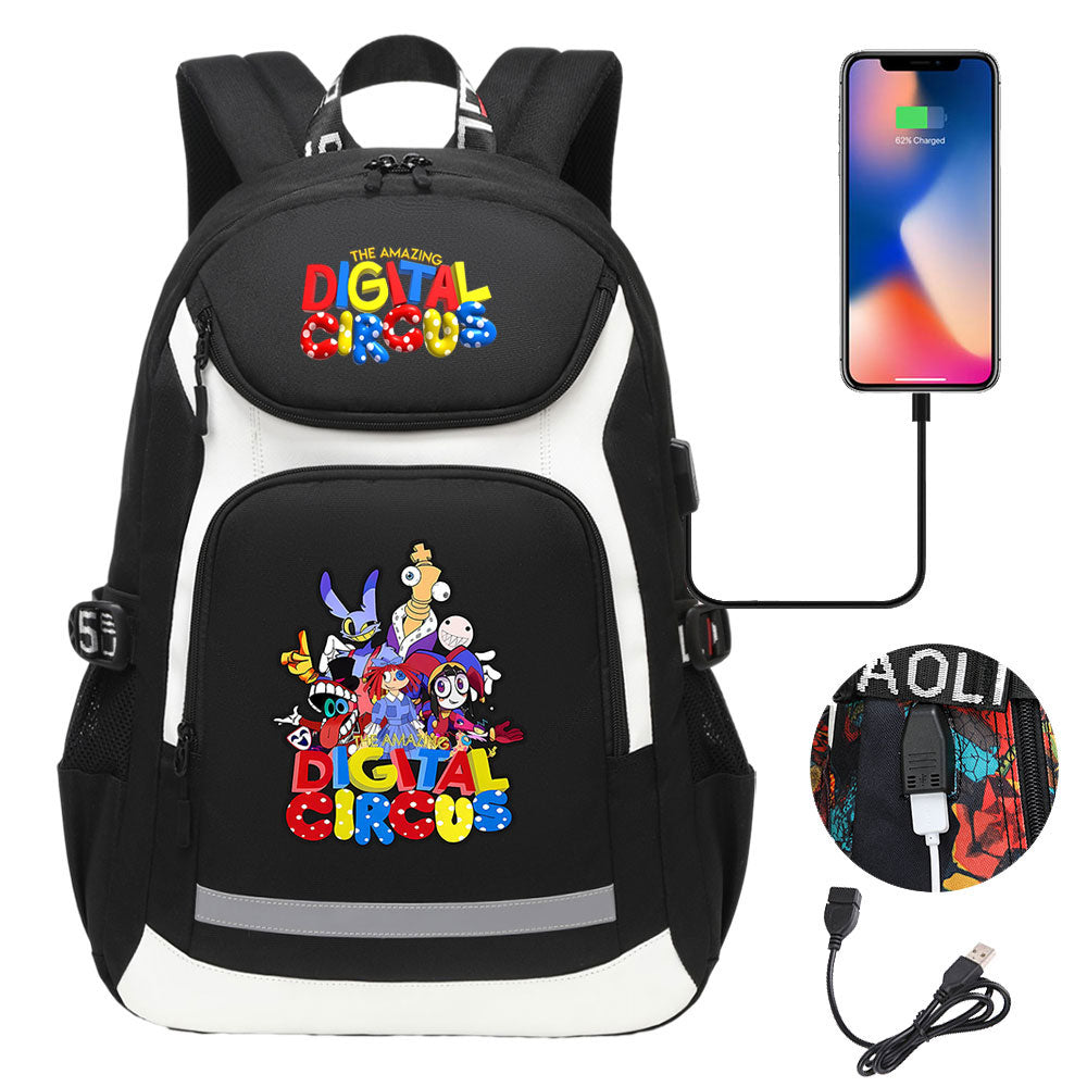 The Amazing Digital Circus USB Charging Backpack School Notebook Travel Bags