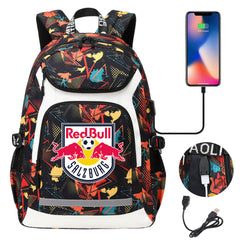 Salzburg Football Club USB Charging Backpack School Notebook Travel Bags