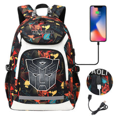 Transformers USB Charging Backpack School Notebook Travel Bags
