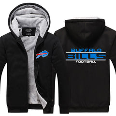 Buffalo Football Team Bills  Unisex Lined Hoodie Fleece Sweatshirt Full Zipper Hooded Thicken Jacket