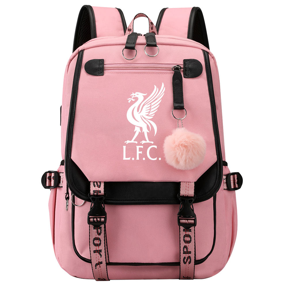 Liverpool Football Club Waterproof Backpack School Notebook Travel Bags USB Charging