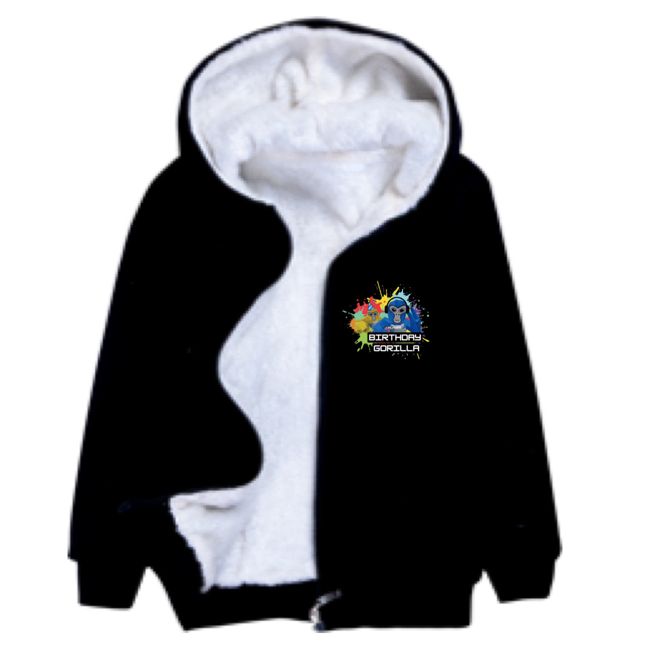 Gorilla Tag Sherpa Lined Hoodie Fleece Sweatshirt Full Zip Hooded Jacket for Kids