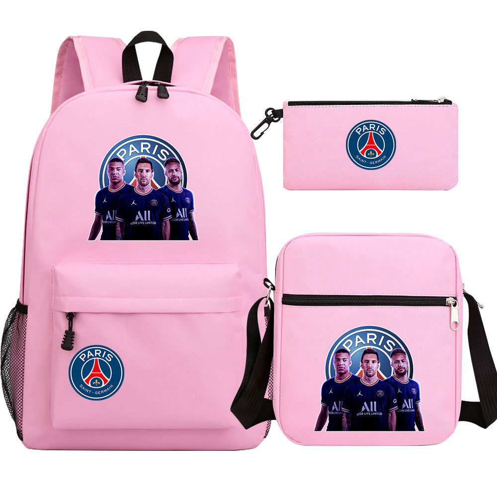 Football Paris Mbappe Schoolbag Backpack Shoulder Bag Pencil Bag Set Gift for Kids Students