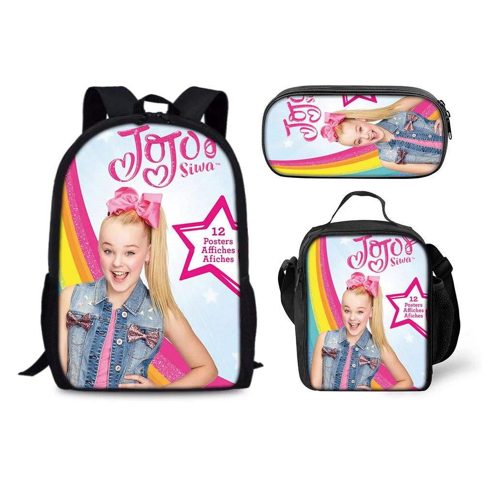 JoJo Siwa Superstar Backpack Schoolbag Lunch Bag Pencil Bag for Kids Students 3PCS