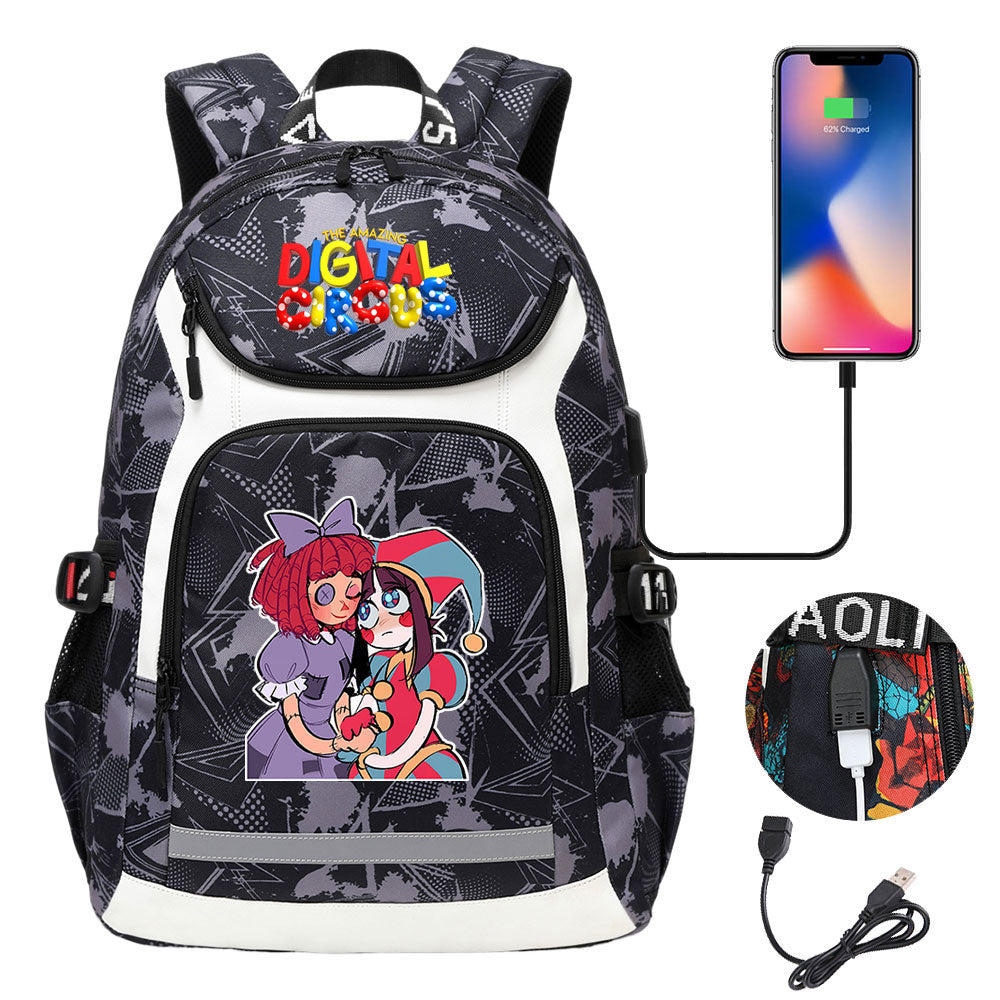 The Amazing Digital Circus USB Charging Backpack School Notebook Travel Bags