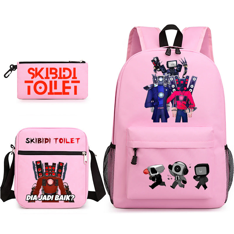 Game Skibidi Toilet Schoolbag Backpack Shoulder Bag Pencil Bag Set Gift for Kids Students