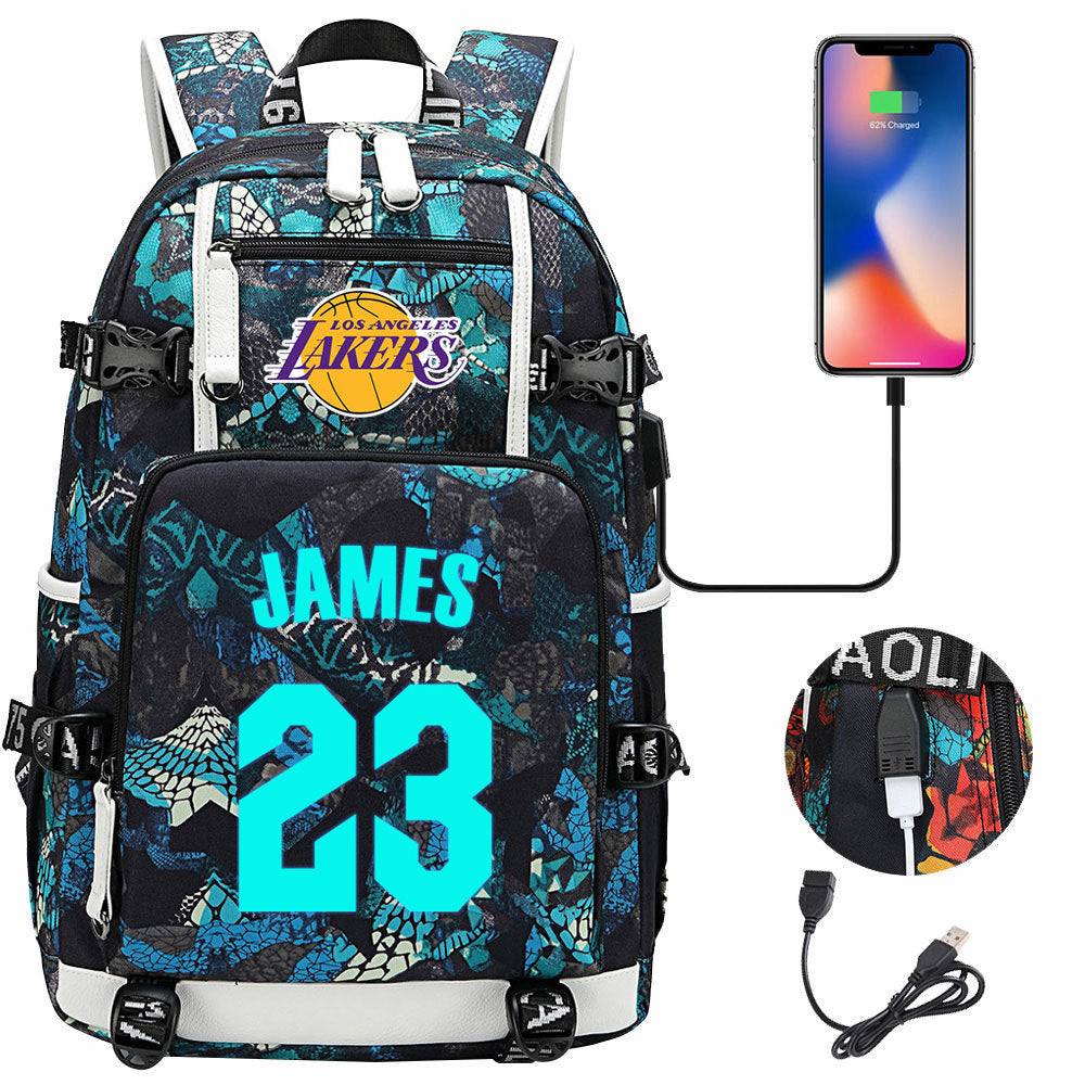 Kobe Black Mamba Curry Bucks Antetokounmpo USB Charging Backpack School Notebook Travel Bags Basketball Bag