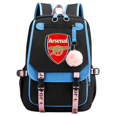 Arsenal Football Club Waterproof Backpack School Notebook Travel Bags USB Charging