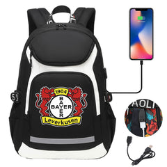 Bayer 04 Leverkusen Football Club USB Charging Backpack School Notebook Travel Bags
