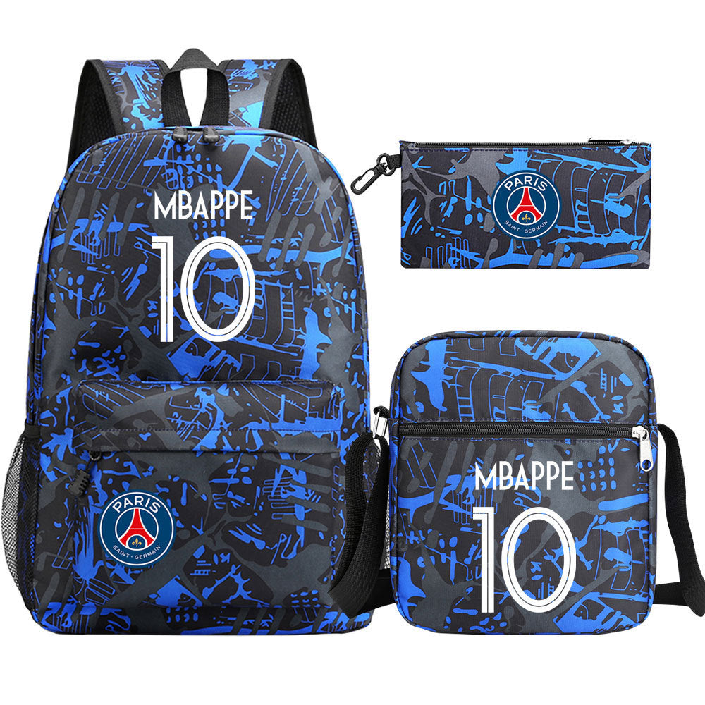 Football Paris Mbappe Schoolbag Backpack Shoulder Bag Pencil Bag Set Gift for Kids Students