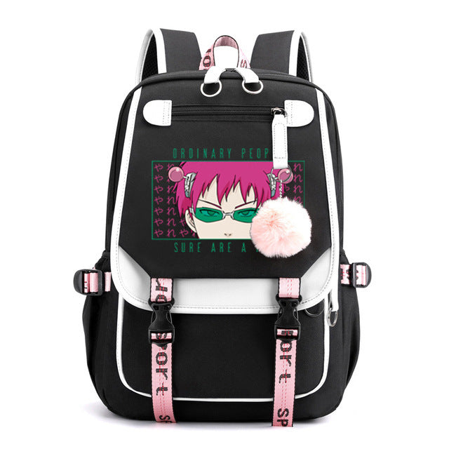 The Disastrous Life Of Saiki Waterproof Backpack School Notebook Travel Bags USB Charging