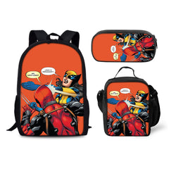 Deadpool and Wolverine Backpack Schoolbag Lunch Bag Pencil Bag for Kids Students 3PCS