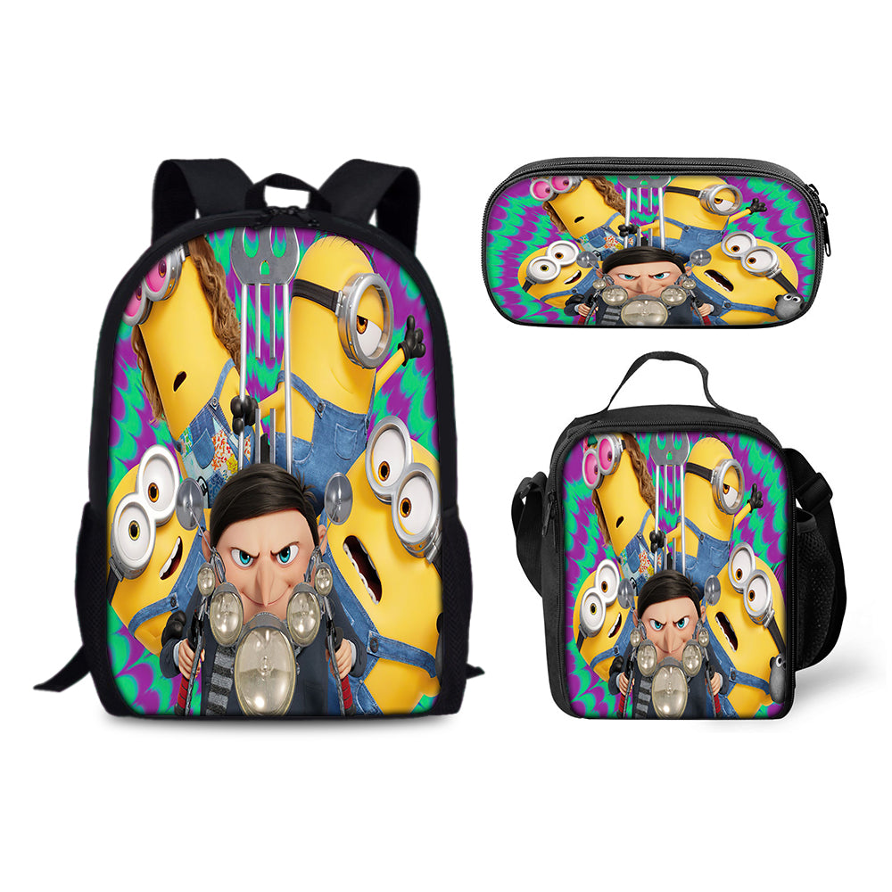 Minions Backpack Schoolbag Lunch Bag Pencil Bag for Kids Students 3PCS