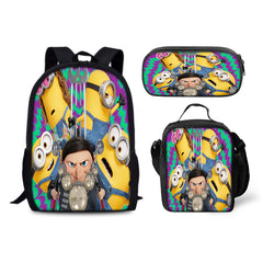 Minions Backpack Schoolbag Lunch Bag Pencil Bag for Kids Students 3PCS