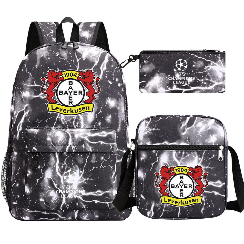 Bayer 04 Leverkusen Football Club Schoolbag Backpack Shoulder Bag Pencil Bag 3pcs set for Kids Students