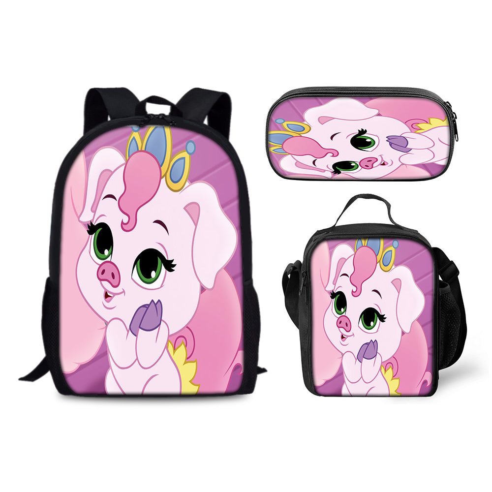 Whisker Haven Tales with the Palace Pets  Backpack Schoolbag Lunch Bag Pencil Bag for Kids Students 3PCS