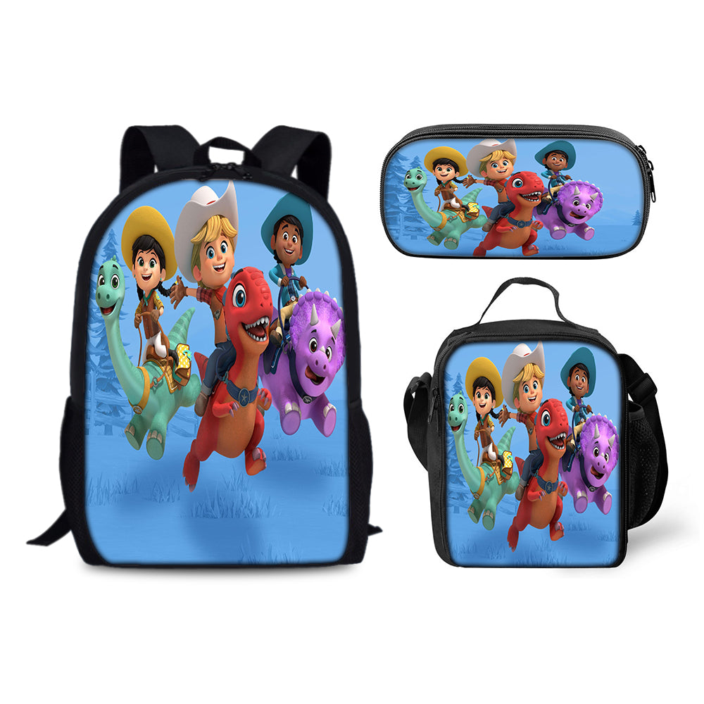 Dino Ranch Backpack Schoolbag Lunch Bag Pencil Bag for Kids Students 3PCS