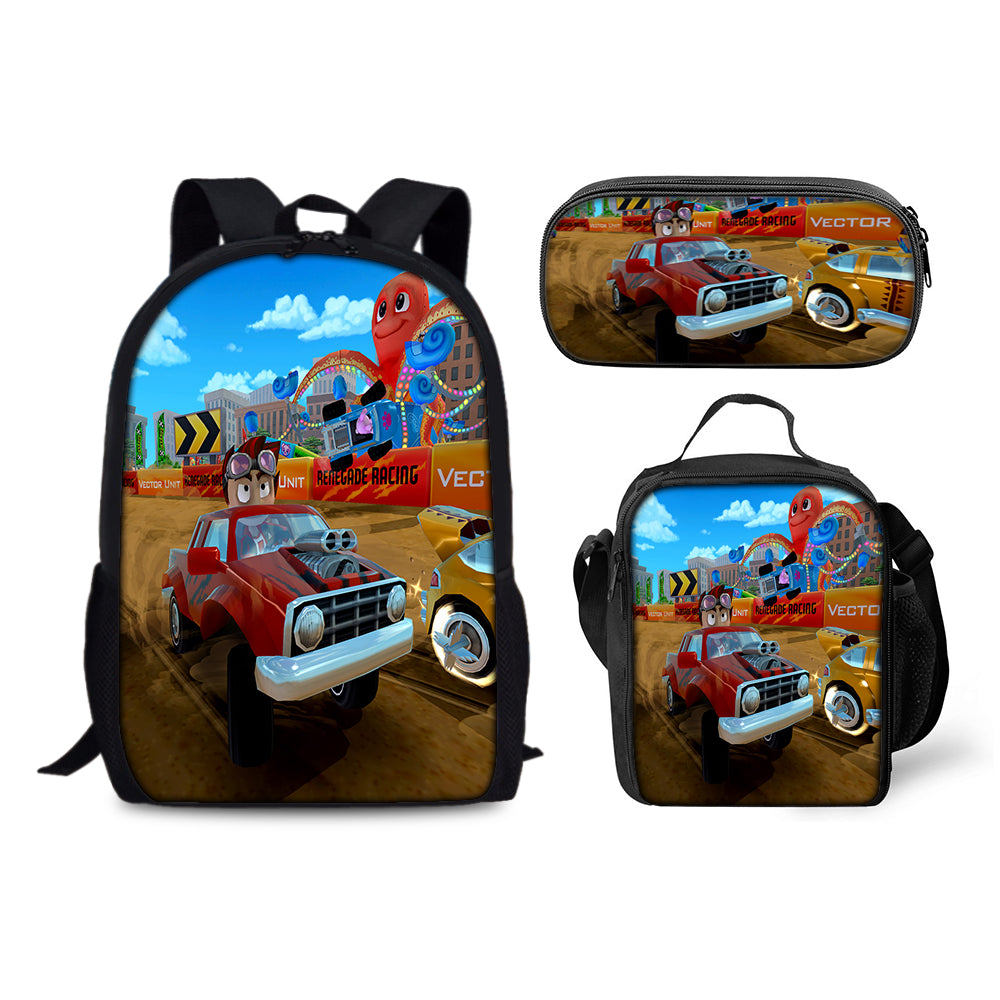 Beach Buggy Racing  Backpack Schoolbag Lunch Bag Pencil Bag for Kids Students 3PCS