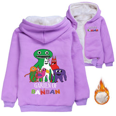 Garten of Banban Sherpa Lined Hoodie Fleece Sweatshirt Full Zip Hooded Jacket for Kids