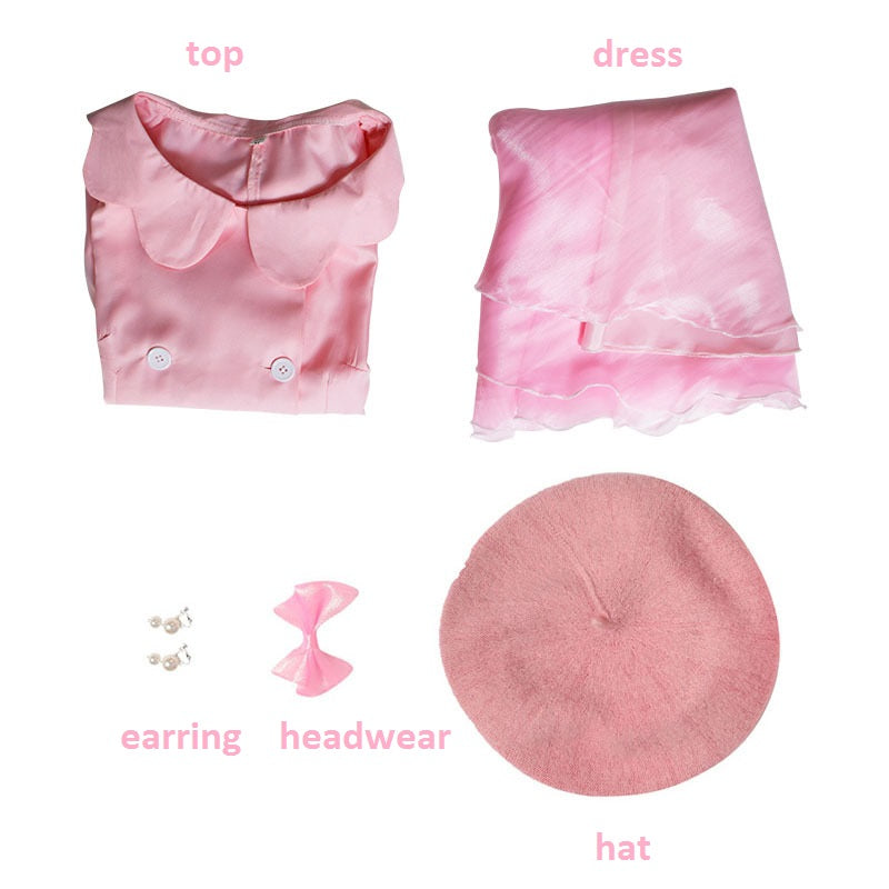 Barbie Pink Dress Cosplay Costume Full Set for Halloween